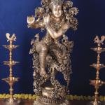 Exquisite Handcrafted Large Lord Krishna Brass Sculpture - 43" Height